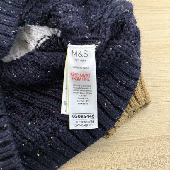 Marks & Spencer Toddler Cable Knit Chunky Sweater Tri Color Neutral 2-3 Yrs - Picture 6 of 7